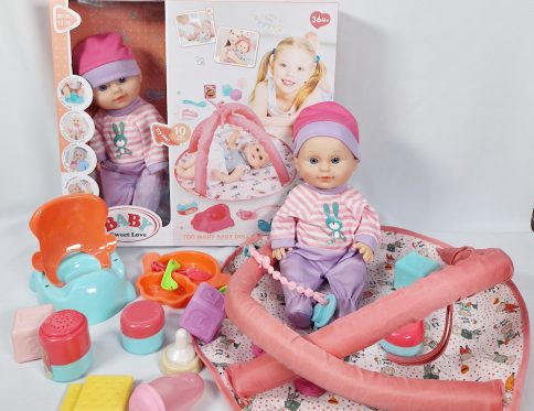 BABY DOLL PLAY SET 19PIECES  WITH MAT INCLUDE PLATES PACIFIER SIPPY CUP,BOTTLE TODLERS