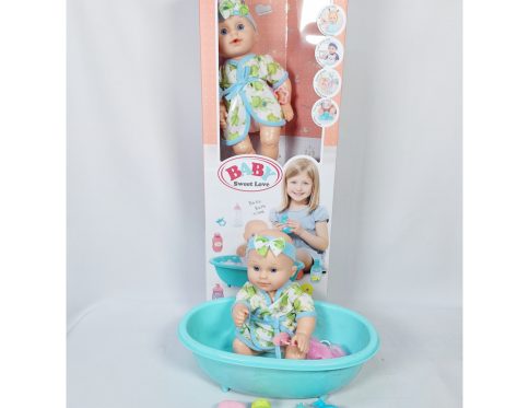 BABY DOLL PLAY SET 5 PIECE  WITH BASIN RIBBON AND BOTTLES