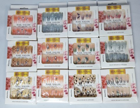 12 PIECES BIG  3DPRESS ONS  NAILS WITH GLUE