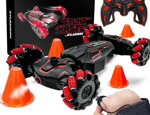 2 MODES RECHARGEABLE, REMOTE & WATCH  CONTROLLED  STUNT CAR WITH SMOKE